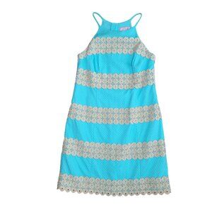 Lilly Pulitzer Annabelle Shift Dress blue gold summer spring vacation dress 00